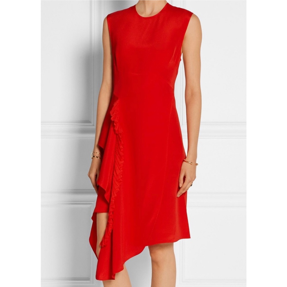 3.1 Phillip Lim 100% silk red ruffled crepe dress